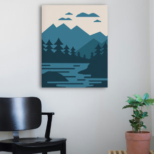 Affiche Paysage minimaliste du lac et des montagnes