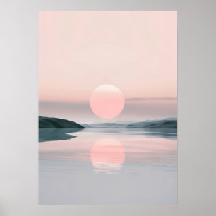 Affiche Paysage minimaliste du lac Pastel