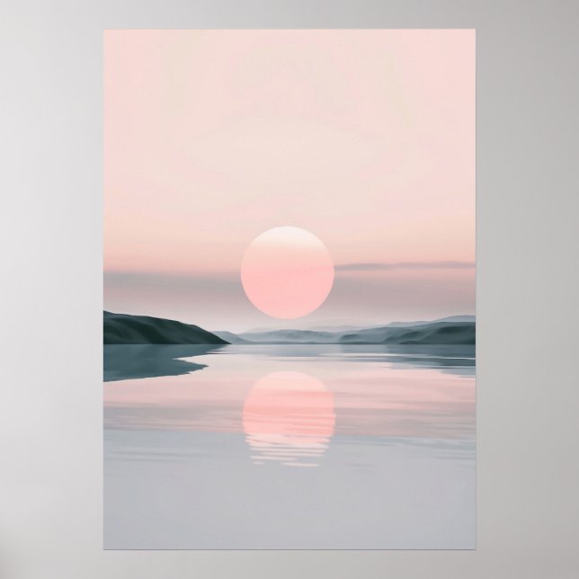 Affiche Paysage minimaliste du lac Pastel (Devant)