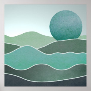 Affiche Paysage mondial turquoise