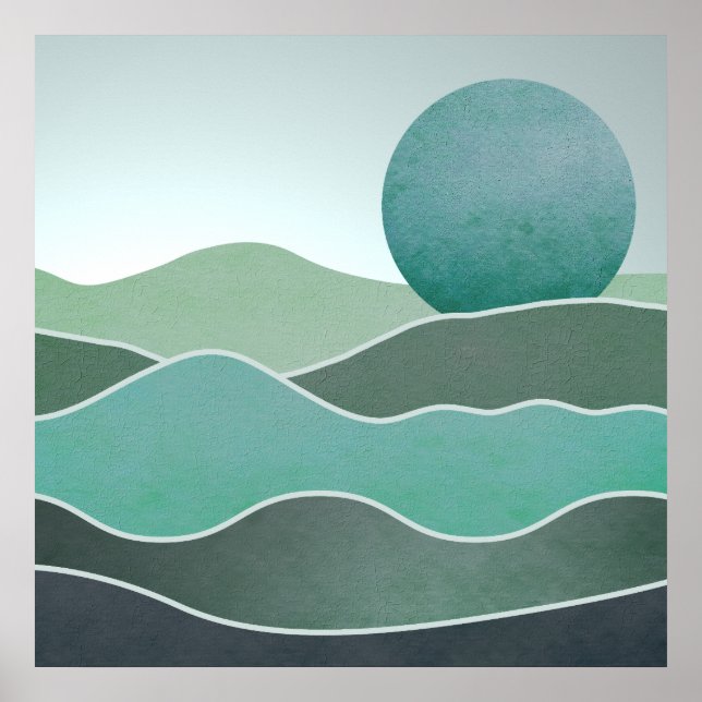 Affiche Paysage mondial turquoise (Devant)