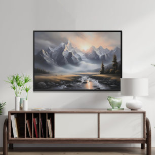 Affiche Paysage montagnard enchanté Maison Whimsical