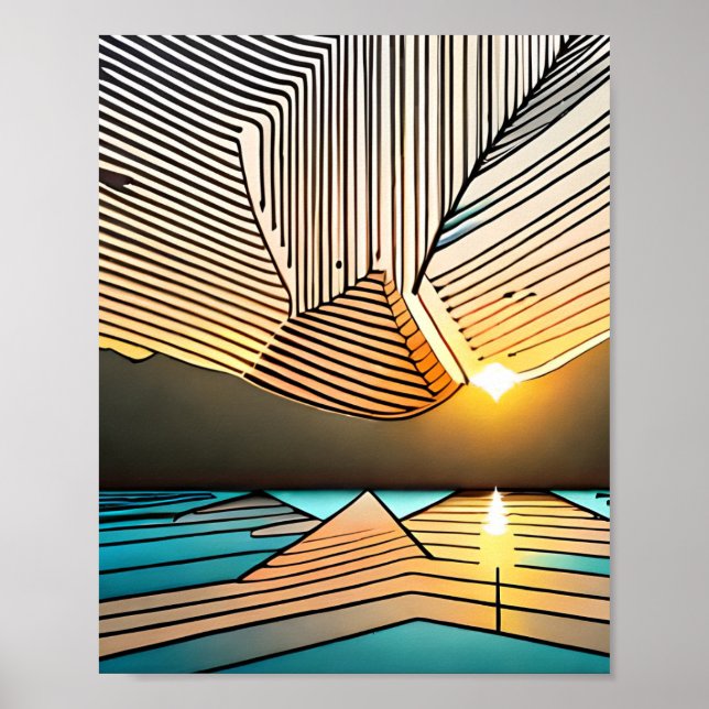 Affiche Paysage Montagnes Sunset Abstrait Sunrise (Devant)