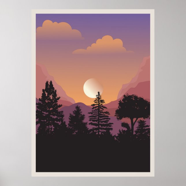 Affiche Paysage montagneux abstrait (Devant)