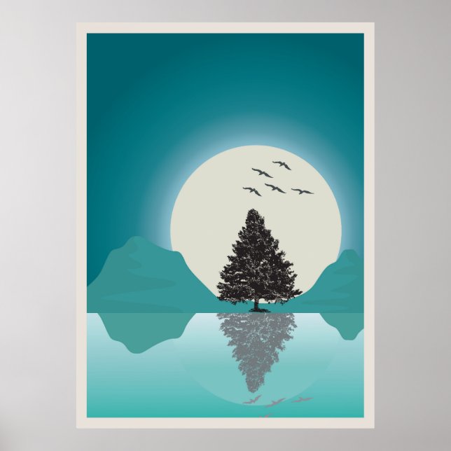 Affiche Paysage montagneux abstrait (Devant)