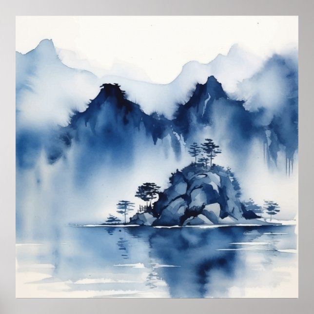 Affiche Paysage montagneux Abstrait (Devant)