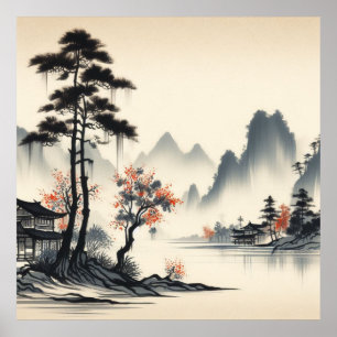 Affiche Paysage montagneux paisible