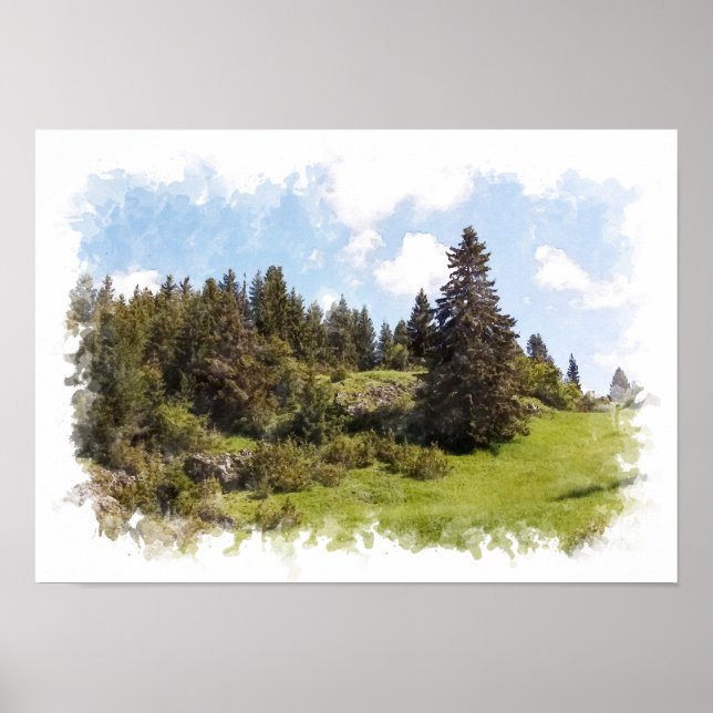 Affiche Paysage naturel - Aquarelle (Devant)