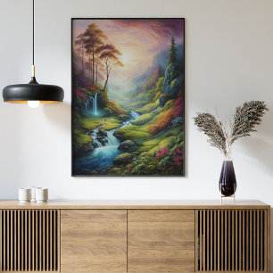 Affiche Paysage naturel de la forêt magique lumineuse