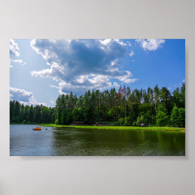 Affiche Paysage naturel Paysage Lac Bateau Biélorussie Pos (Devant)