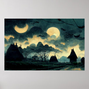 Affiche Paysage nocturne éffrayant