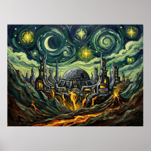 Affiche Paysage nocturne étoilé de la planète natale kling