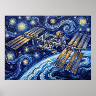 Affiche Paysage nocturne étoilé de la Station spatiale int