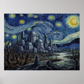 Affiche Paysage nocturne étoilé de la ville Dalek de Skaro