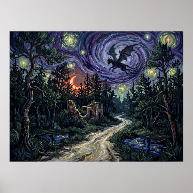 Affiche Paysage nocturne étoilé de Pine Barrens Jersey Dev (Devant)