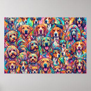 Affiche Paysage onirique de chien vibrant – Psychedelique