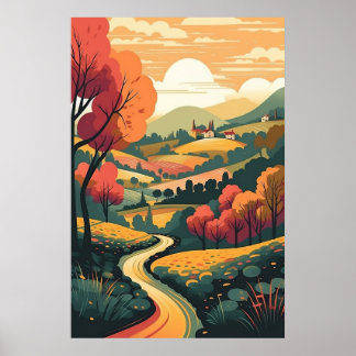 Affiche Paysage paisible et arbres d'automne Wall Art