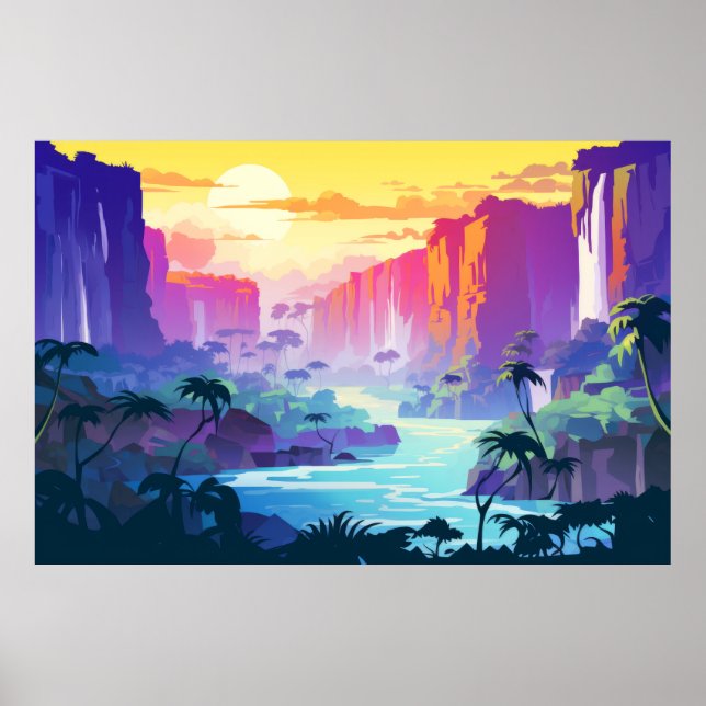 Affiche Paysage Panoramique Cascade Paysage Nature (Devant)