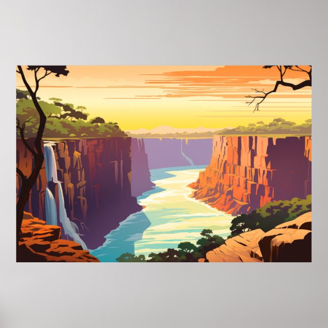 Affiche Paysage Panoramique Cascade Paysage Nature (Devant)