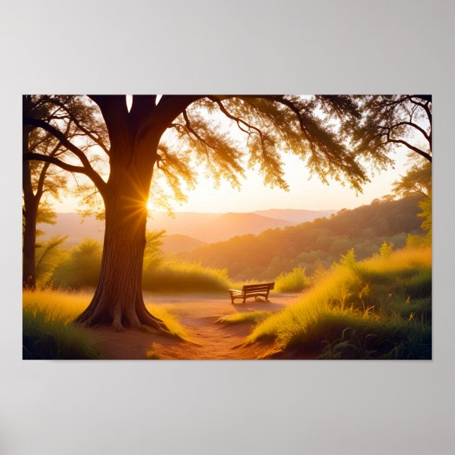 Affiche Paysage panoramique Coucher de soleil Nature Paysa (Devant)
