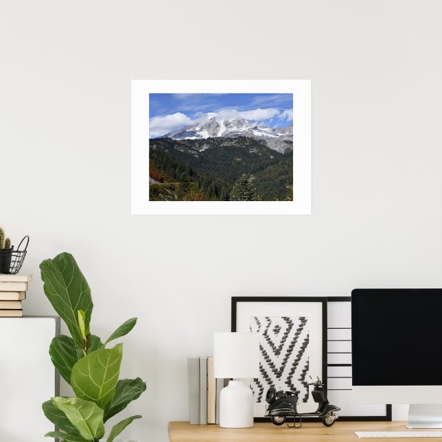 Affiche Paysage panoramique de la vallée du mont Rainier (Bureau à domicile)