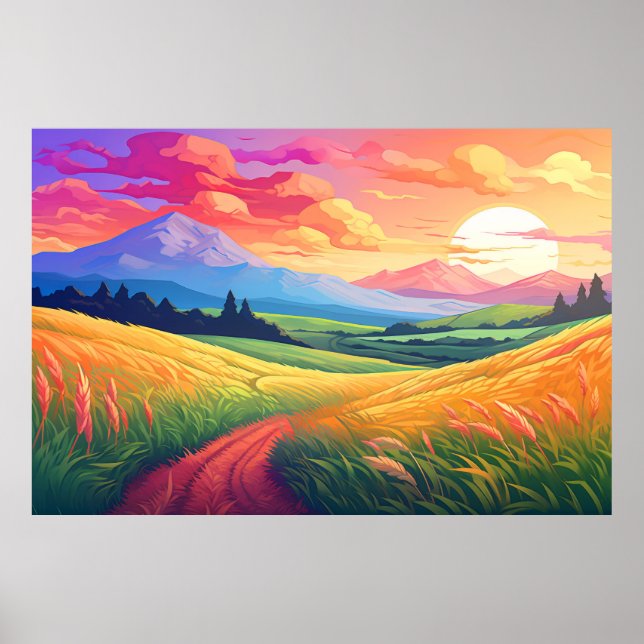 Affiche Paysage panoramique des Prairies Nature (Devant)