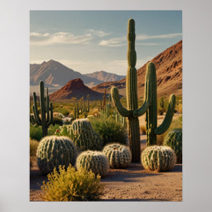 Affiche Paysage panoramique désertique de cactus