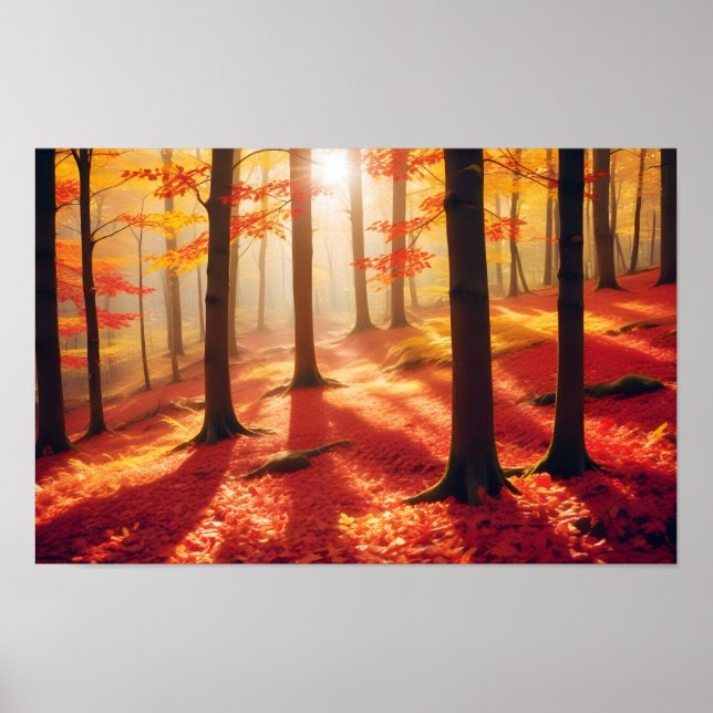 Affiche Paysage panoramique Forêt d'automne Nature Tranqui (Devant)