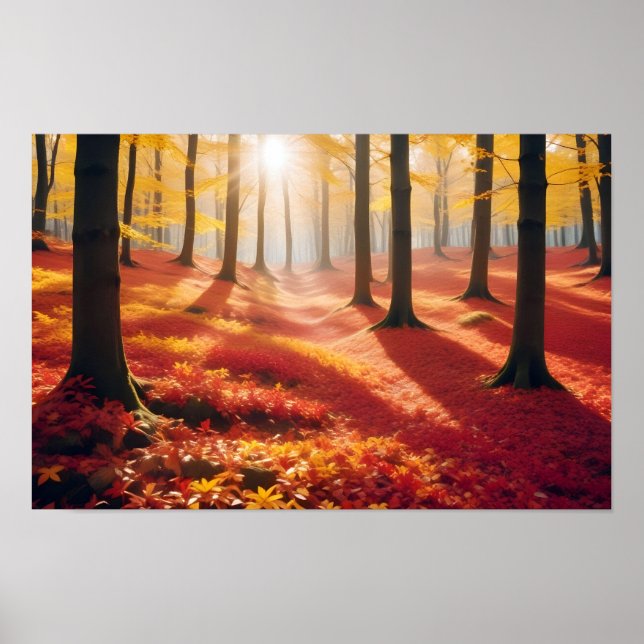 Affiche Paysage panoramique Forêt d'automne Nature Tranqui (Devant)
