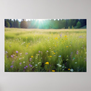 Affiche Paysage panoramique prairie Nature Paysage paisibl