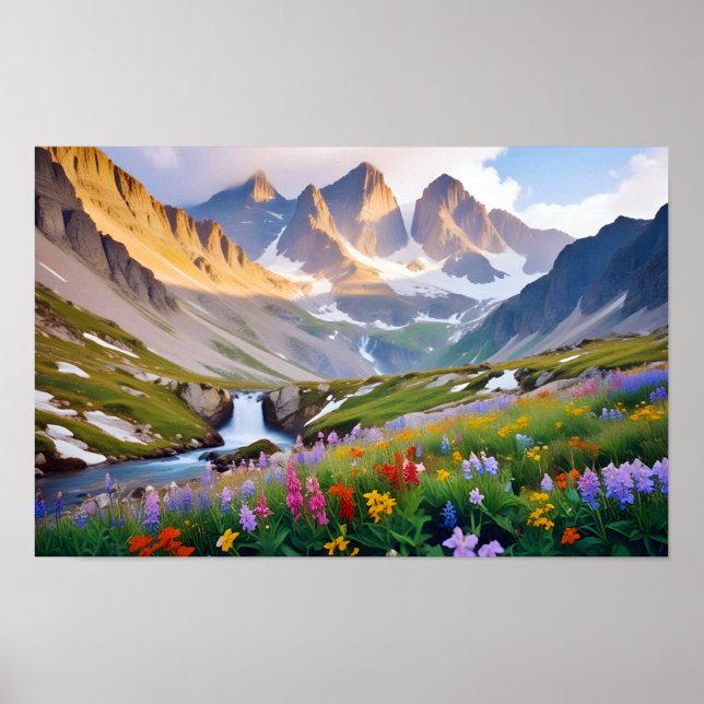 Affiche Paysage panoramique Vallée de la prairie Nature Tr (Devant)