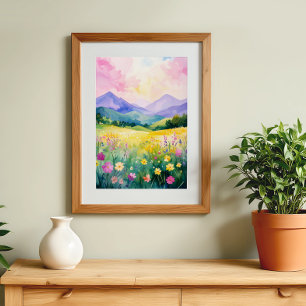 Affiche Paysage Pastel Rêvéur de Collines en Fleur - Art M