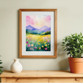 Affiche Paysage Pastel Rêvéur de Collines en Fleur - Art M