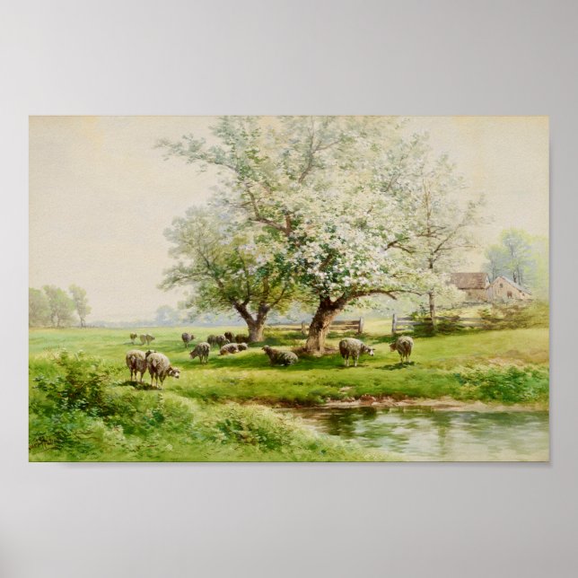 Affiche Paysage pastoral Carl Weber Art Aquarelle (Devant)