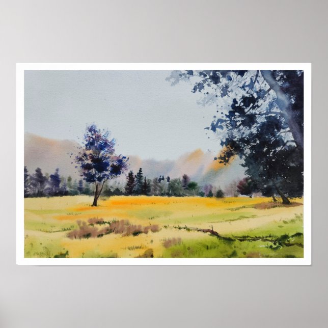 Affiche Paysage peinture aquarelle (Devant)