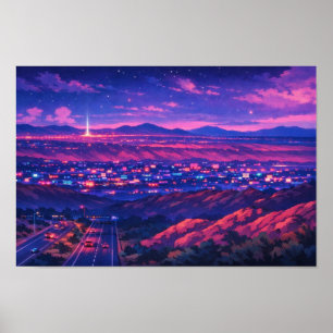 Affiche Paysage photographique Art au néon édité