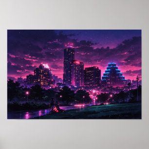 Affiche Paysage photographique Art néon édité