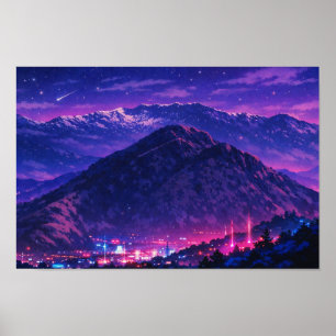 Affiche Paysage photographique Art néon édité