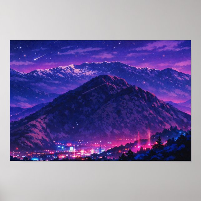 Affiche Paysage photographique Art néon édité  (Devant)
