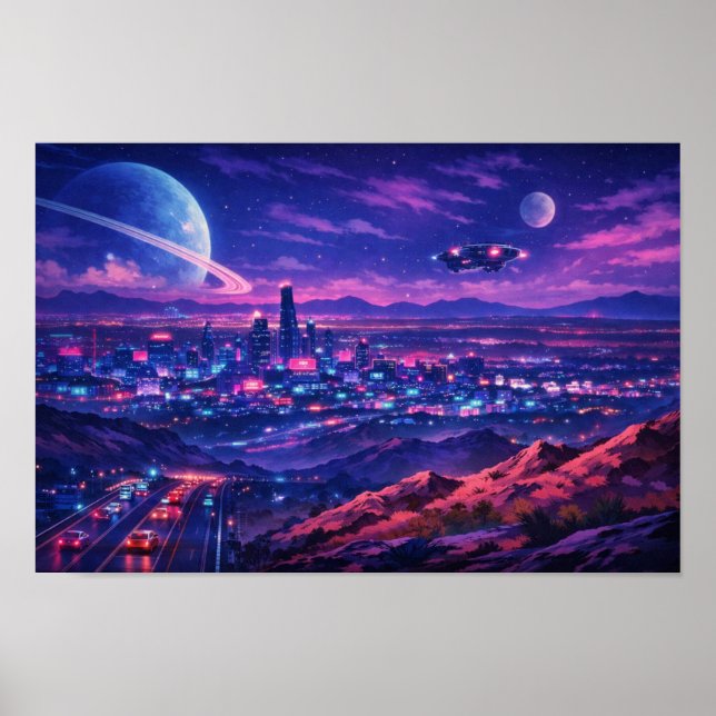 Affiche Paysage photographique Art néon édité  (Devant)