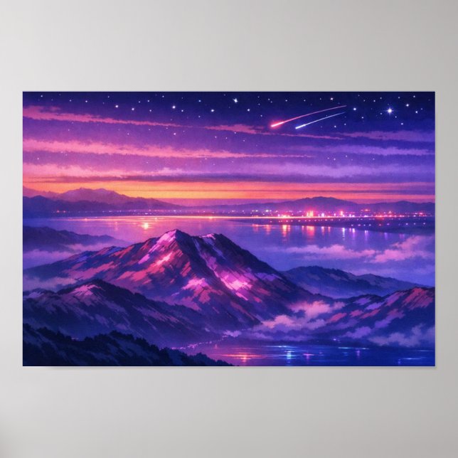 Affiche Paysage photographique Art néon édité (Devant)