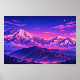 Affiche Paysage photographique Art néon édité