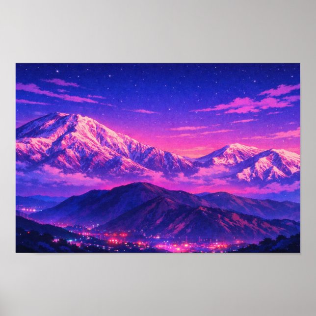 Affiche Paysage photographique Art néon édité (Devant)