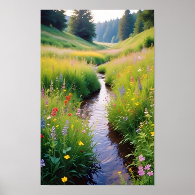 Affiche Paysage pittoresque Forêt Flux Nature Paysage (Devant)