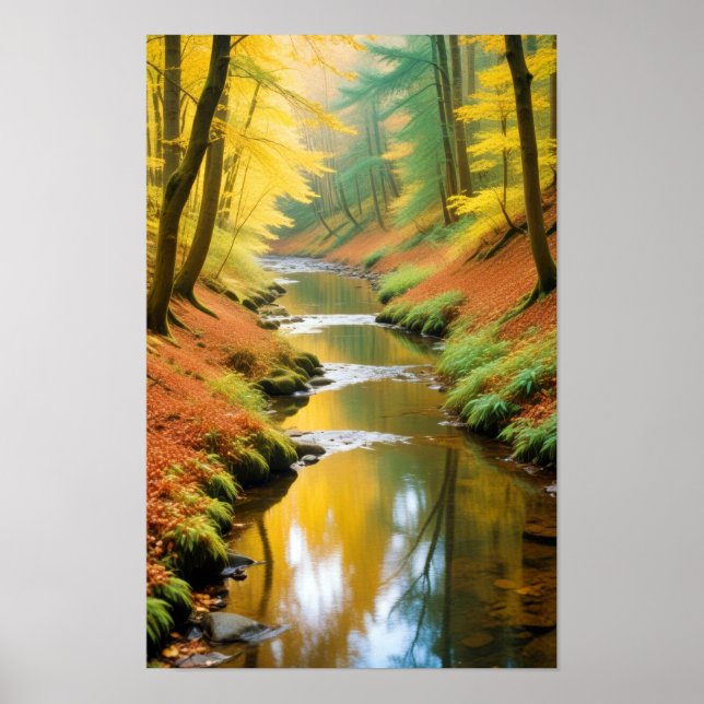 Affiche Paysage pittoresque Forêt Rivière Nature Tranquill (Devant)