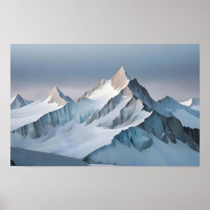 Affiche Paysage pittoresque Montagnes d'hiver Nature Art