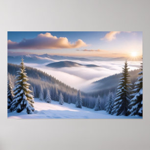 Affiche Paysage pittoresque Montagnes hiver Nature Calme