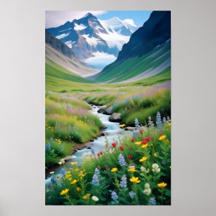 Affiche Paysage pittoresque Montagnes Vallée Nature Calme