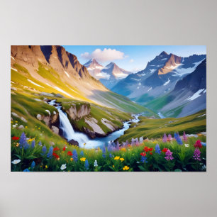 Affiche Paysage pittoresque Vallée de la prairie Nature pa