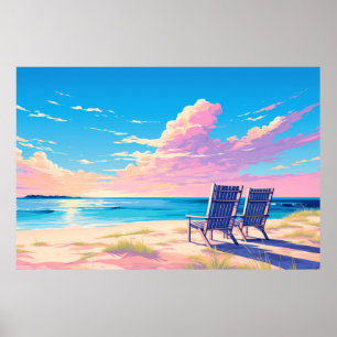 Affiche Paysage Plage Coucher du soleil Paysage Nature
